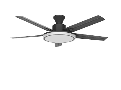 Black Ceiling Fan Chandelier With White Light Fixture And Modern Design 3d model