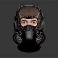 Leather Tactical Gas Mask With Metal Accents And Filter Canisters Design