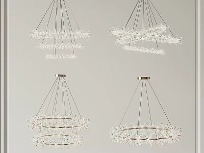 Modern Elegant Chandeliers With Circular Crystal Ring Design And Metal Hanging Structure 3d model
