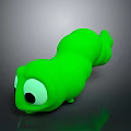 Green Toy Caterpillar With Big Eyes On Gray Background With Reflection 3d model