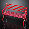 Red Outdoor Bench with Slatted Seat and Backrest Armrests for Garden Use