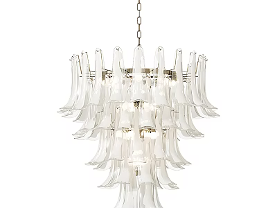Elegant Modern Chandelier With Transparent Petal Shaped Glass Layers Design 3d model