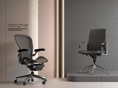 Modern Designer Office Chairs with Mesh Back Adjustable Armrests Padded Seats and Metal Bases 3d model