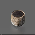 White Textured Flower Pot With Soil For Home Living Decorative Use