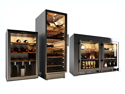 Modern Wine Coolers With Glass Door And Stainless Steel Design For Bottle Storage 3d model