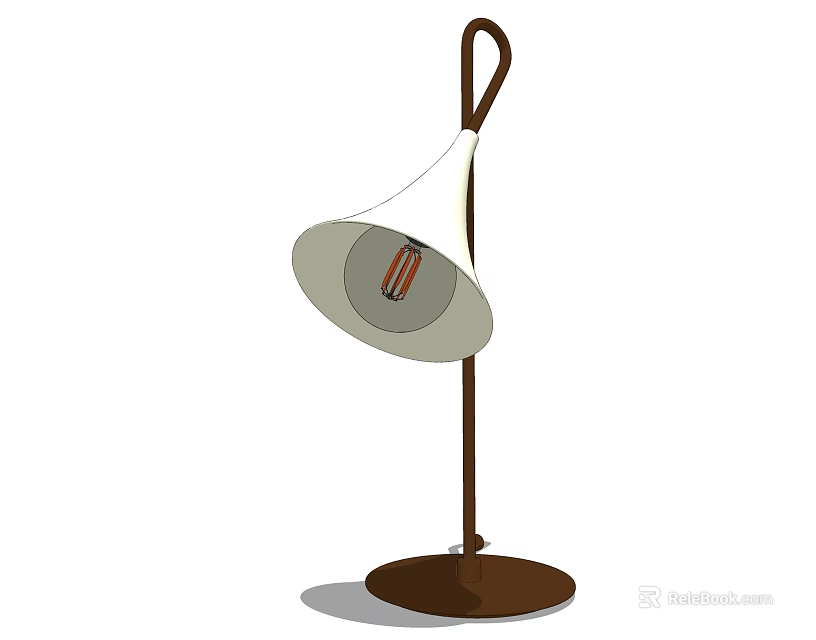 Modern Table Lamp With Brown Base White Shade And Top Handle 3d model