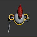 Cartoon Knight Character Design With Red Feather Helmet And Blue Gold Armor