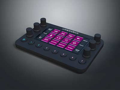 Launchpad MIDI Controller With Black Body Pink Square Buttons And Knobs For Music Production 3d model