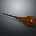 Handcrafted Wooden Smoking Pipe With Long Stem And Carved Details
