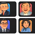 Set of Multiple People Cartoon Avatars with Different Colored Square Frames