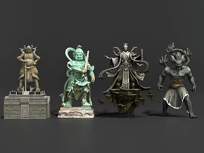 Chinese Buddha Mythical Figure Stone Carving 3d model