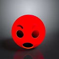 Shiny Red Round Emoji Expression Ball With Surprised Face For Daily Use And Decoration
