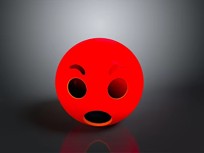 Shiny Red Round Emoji Expression Ball With Surprised Face For Daily Use And Decoration 3d model