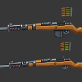 Two Detailed Rifles With Bayonet Orange Body Black Parts And Bullets