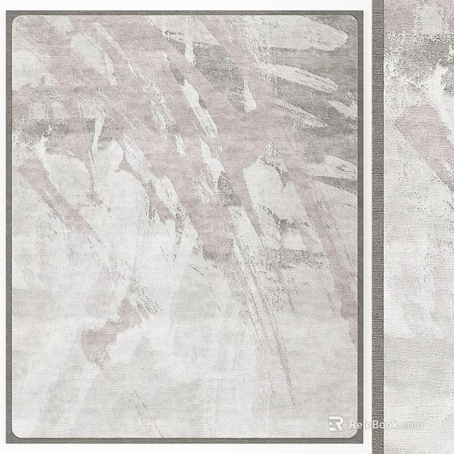 Modern Abstract Square Rug With Soft Pink And Gray Brushstroke Patterns 3d model 