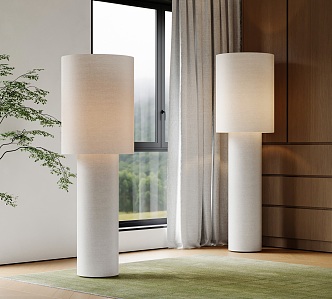 Modern Floor Lamp Tubular Floor Lamp Fabric Floor Lamp Paper Lamp Decorative Lamp 3d model