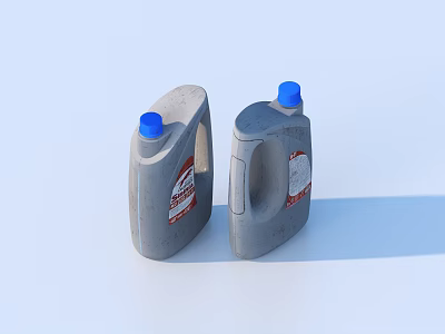 Two Gray Plastic Bottles With Blue Caps And Labels For Daily Use 3d model