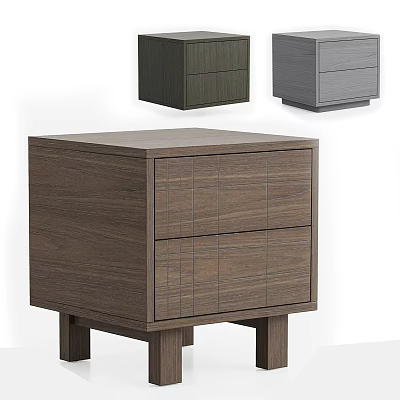 Modern Wooden Nightstand With Striped Drawer Design In Multiple Colors For Bedroom Furniture 3d model