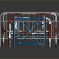 Different Types of Metal Barriers Including Blue Red White Striped and Silver Fences