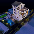 Modern Detached Villa With Multi Story Design Large Windows And Water Reflection