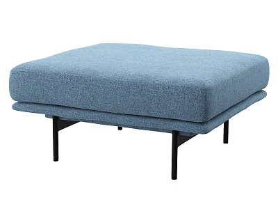 Modern Blue Fabric Ottoman With Comfortable Cushion And Black Metal Legs 3d model