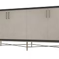 Modern Sideboard With Four Doors Light Panels Black Frame And Metal Legs