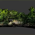 Detailed 3D Landscape Model With Bridge Green Vegetation And Water Area