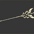 Golden Scepter Weapon With Wing Decorations Long Handle Ornamental Top On Dark Background With Reflection 3d model