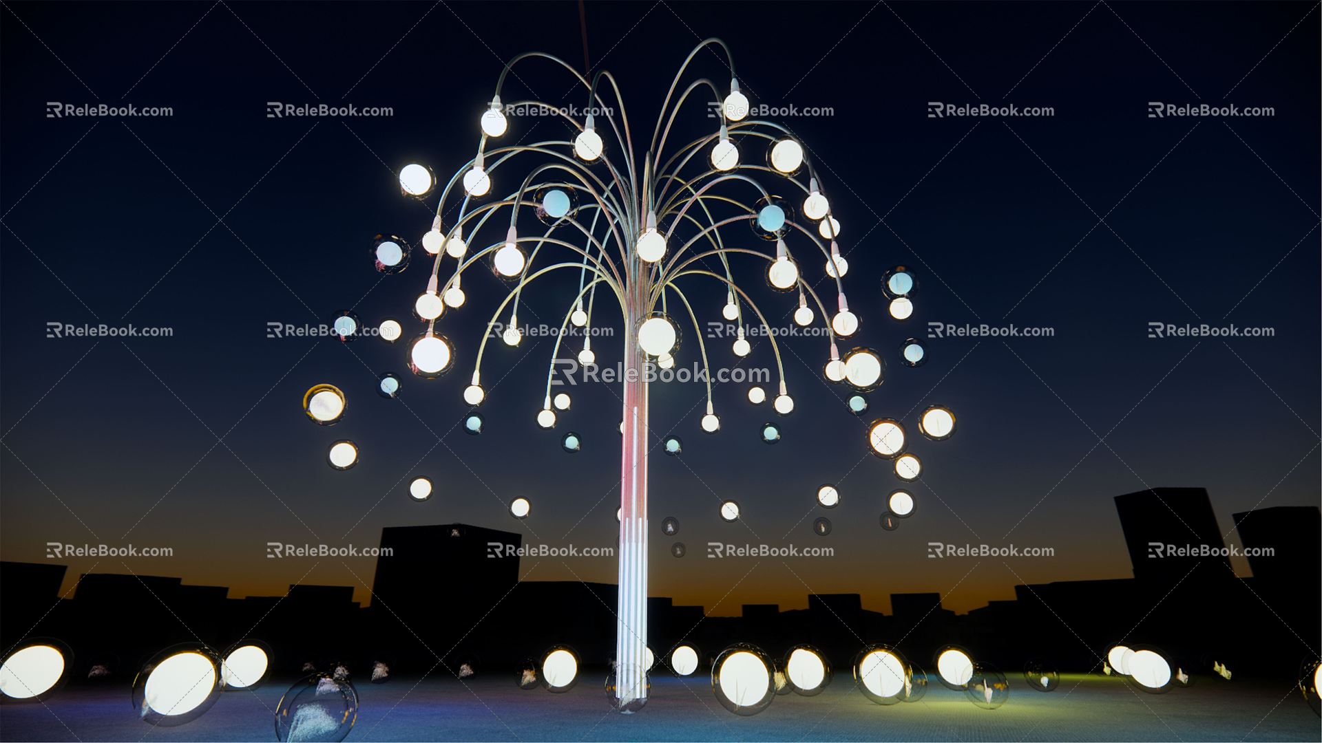 Modern landscape sketch installation tree smoke bubble tree model