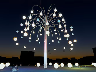 Modern landscape sketch installation tree smoke bubble tree 3d model