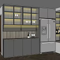 Modern Kitchen Sideboard Featuring Glass Doors Wine Glass Storage And Lighting