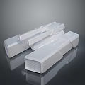 Three White Geometric Industrial Components With Smooth Reflective Surface And Structural Design 3d model