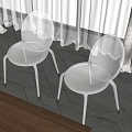 Transparent Leisure Chairs with Modern Design on Wooden Floor and White Curtains