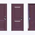 Stylish Dark Purple Hinged Doors With Different Panel Designs For Home Interior 3d model