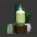 Natural Skincare Products With Aloe Vera Plant Green Tube Pump Bottle Soap And Jar