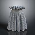 Decorative Blue And White Checkered Storage Basket With Ruffled Top Edge For Home Use