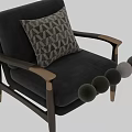Elegant Modern Gray Fabric Armchair With Gold Metal Arms And Geometric Pattern Pillow