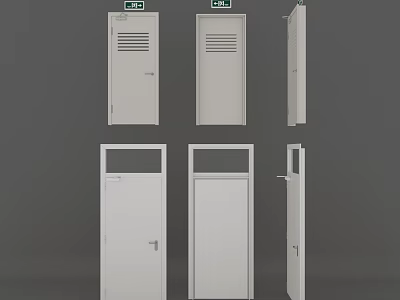White EXIT Doors Featuring Various Design Angles And Safety Features 3d model