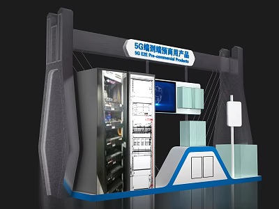 5G IoT Smart Communication Products Exhibition Booth With Display Screens And Equipment 3d model