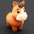 3D Rendered Cute Brown Cartoon Horse Stuffed Toy With Big Eyes And Playful Design