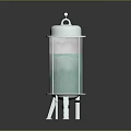 Cylindrical Industrial Device With Silver Top White Body And Metal Support Legs