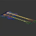 Blue Double Neck Electric Guitar With Silver Accents And Tuning Knobs 3d model