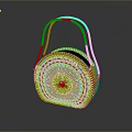 Orange Woven Handbag With Round Shape And Comfortable Handle For Daily Use