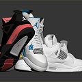 Modern sneaker shoes basketball shoes football shoes 3d model