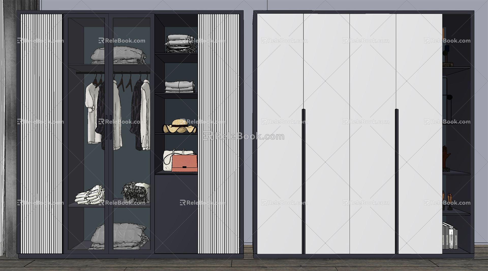 Modern Wardrobe Flat Door Wardrobe 3d model