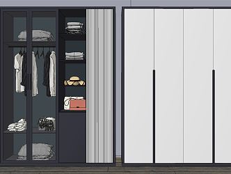 Modern Wardrobe Flat Door Wardrobe 3d model