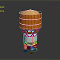 Cylindrical Orange And White Spacecraft Lander With Metallic Body And Support Legs