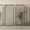 Modern Glass Room Dividers With Hexagonal Patterns For Bright Interior Spaces 3d model