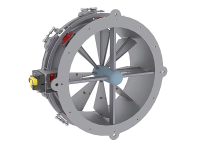 Industrial Equipment Circular Ventilation Fan With Metal Housing And Rotating Blades 3d model
