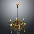 Elegant Golden Chandelier With Multiple Candle Shaped Arms And Ornate Base Design